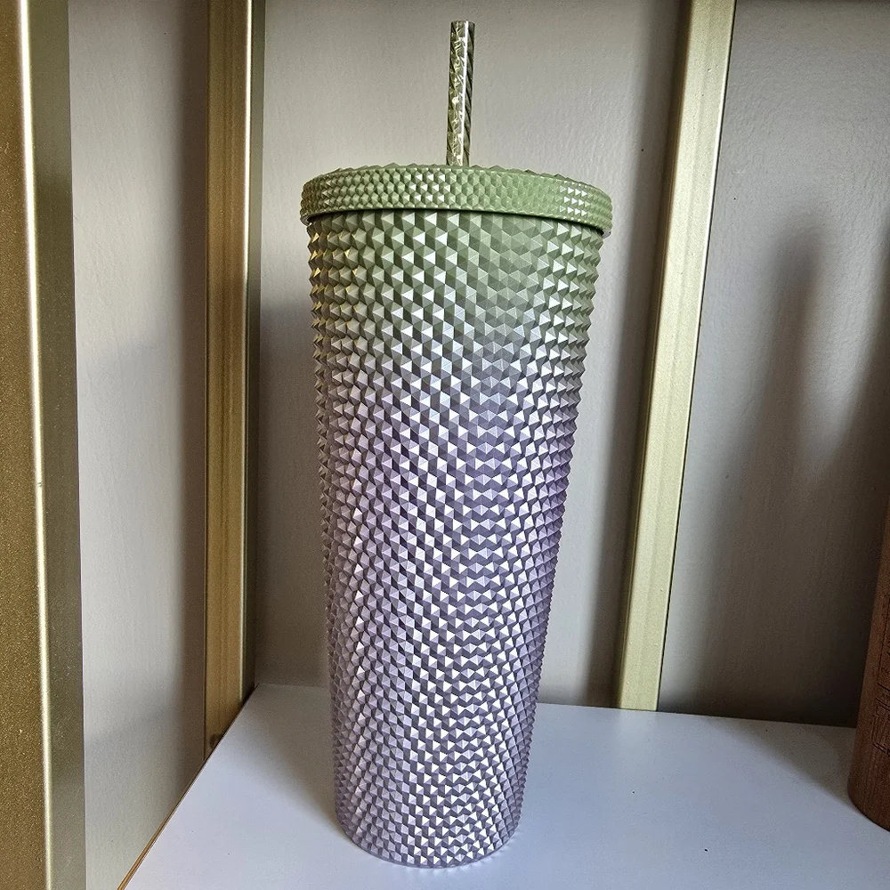 Starbucks Green and Lavender Textured Tumbler